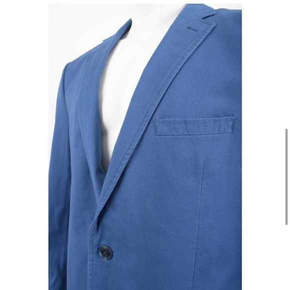 Crown & Ivy Mens Suit Coat Blazer Sport Coat Size 46L Blue Cotton Blend - Picture 2 of 8